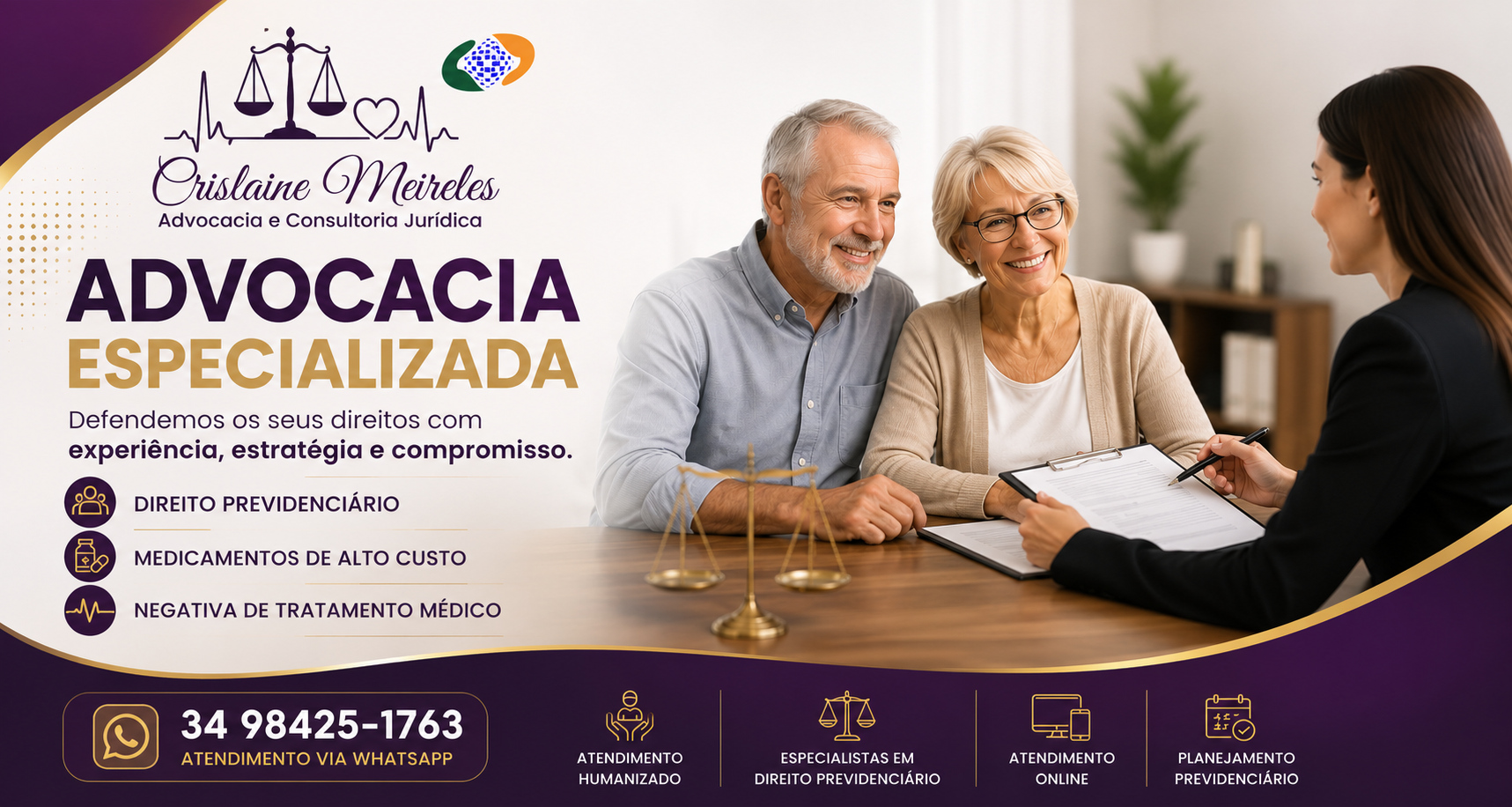 Crislaine Meireles Advocacia: atendimento em Direito Previdenciário, medicamentos de alto custo e negativas de tratamento