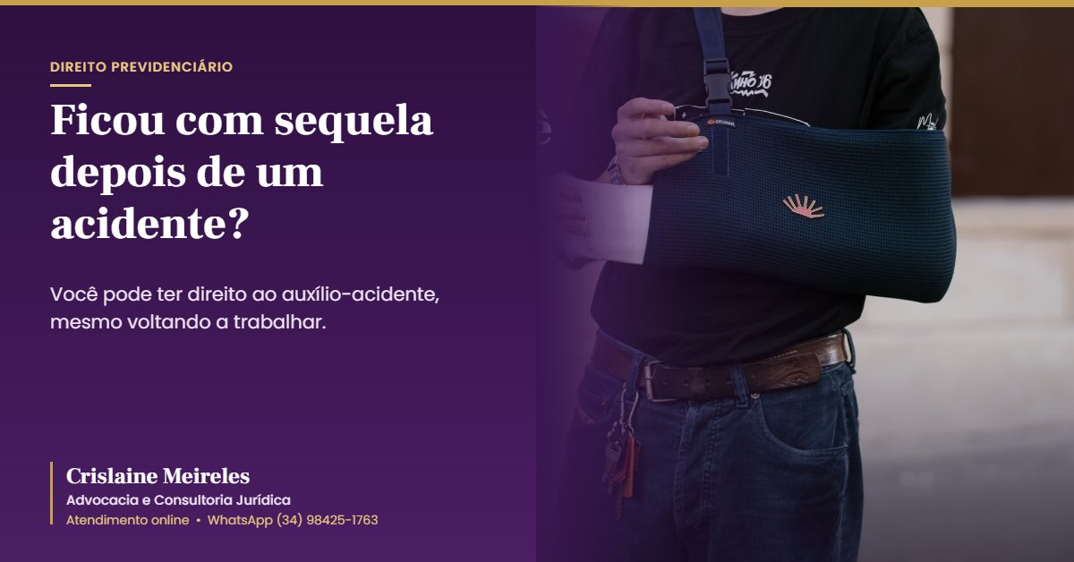 Auxílio-acidente: trabalhador com o braço imobilizado após acidente
